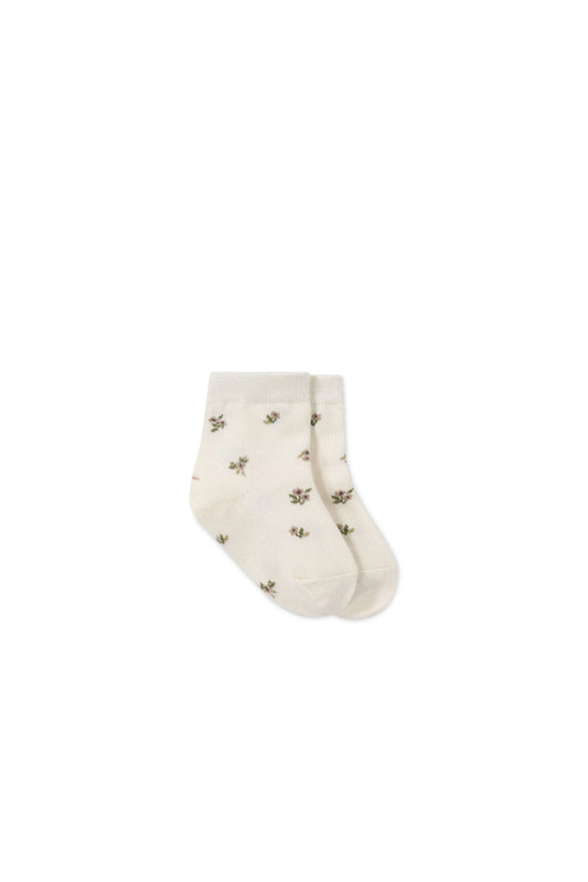 Jacquard Floral Sock - Petite Goldie