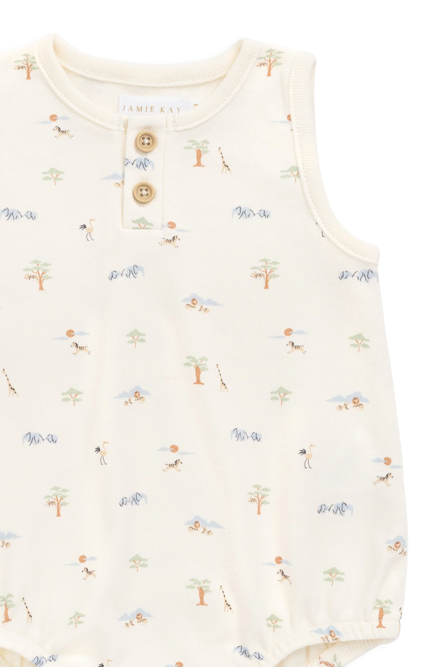 Organic Cotton Archie Playsuit - Savannah Animals Tofu