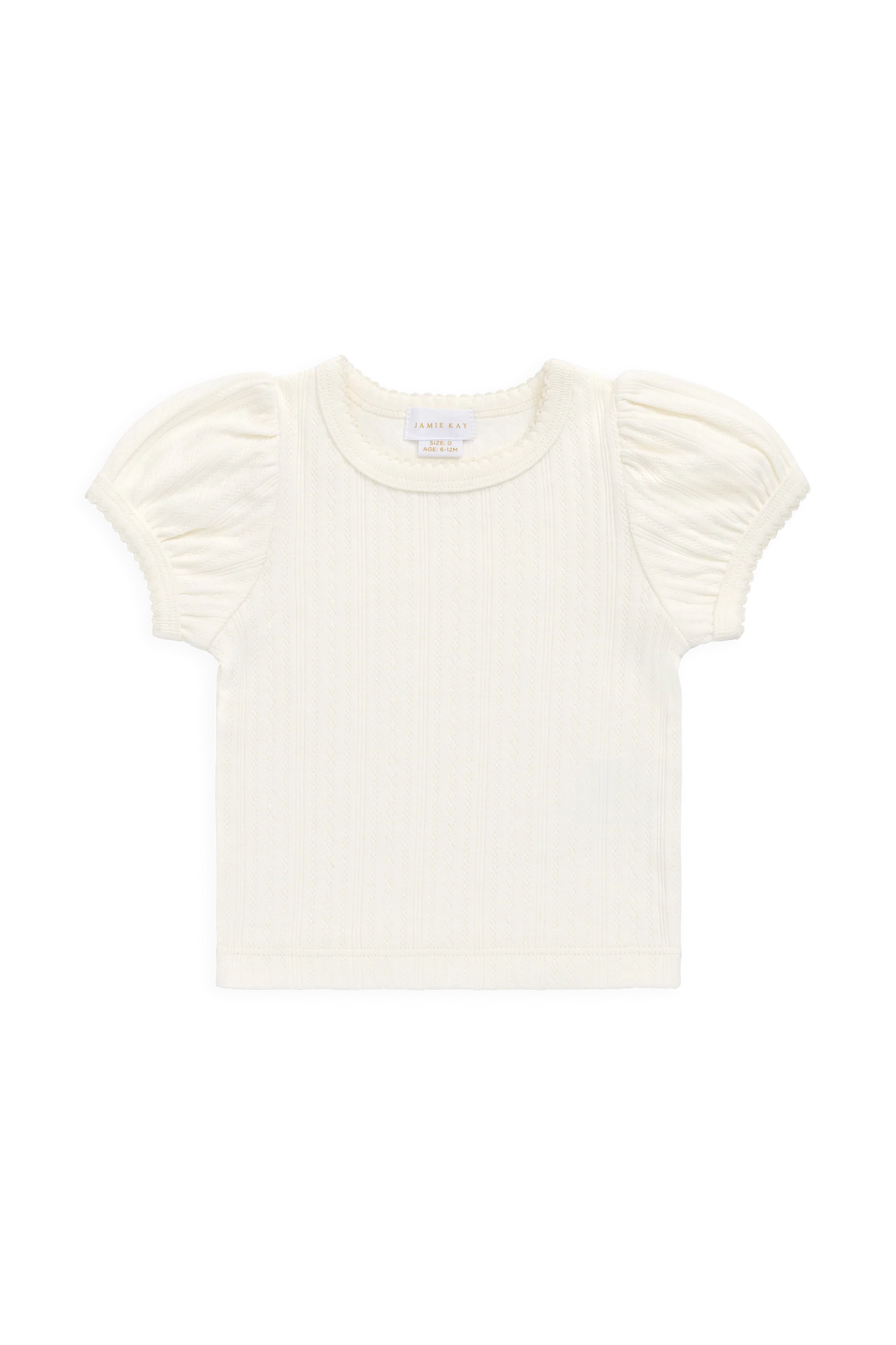 Organic Cotton Pointelle Rhea Top - Parchment