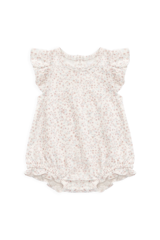 Organic Cotton Adrienne Playsuit - Posy Milk