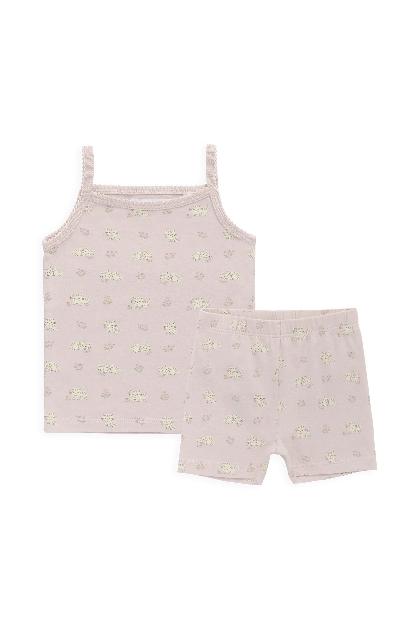 Organic Cotton Jude Singlet Pajama Set - Moon Floral Mauve