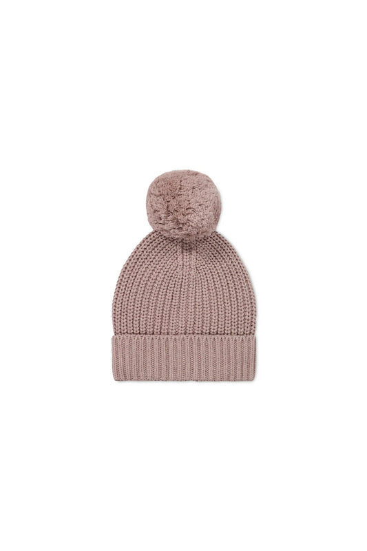 Knit Pom Beanie | Mauve