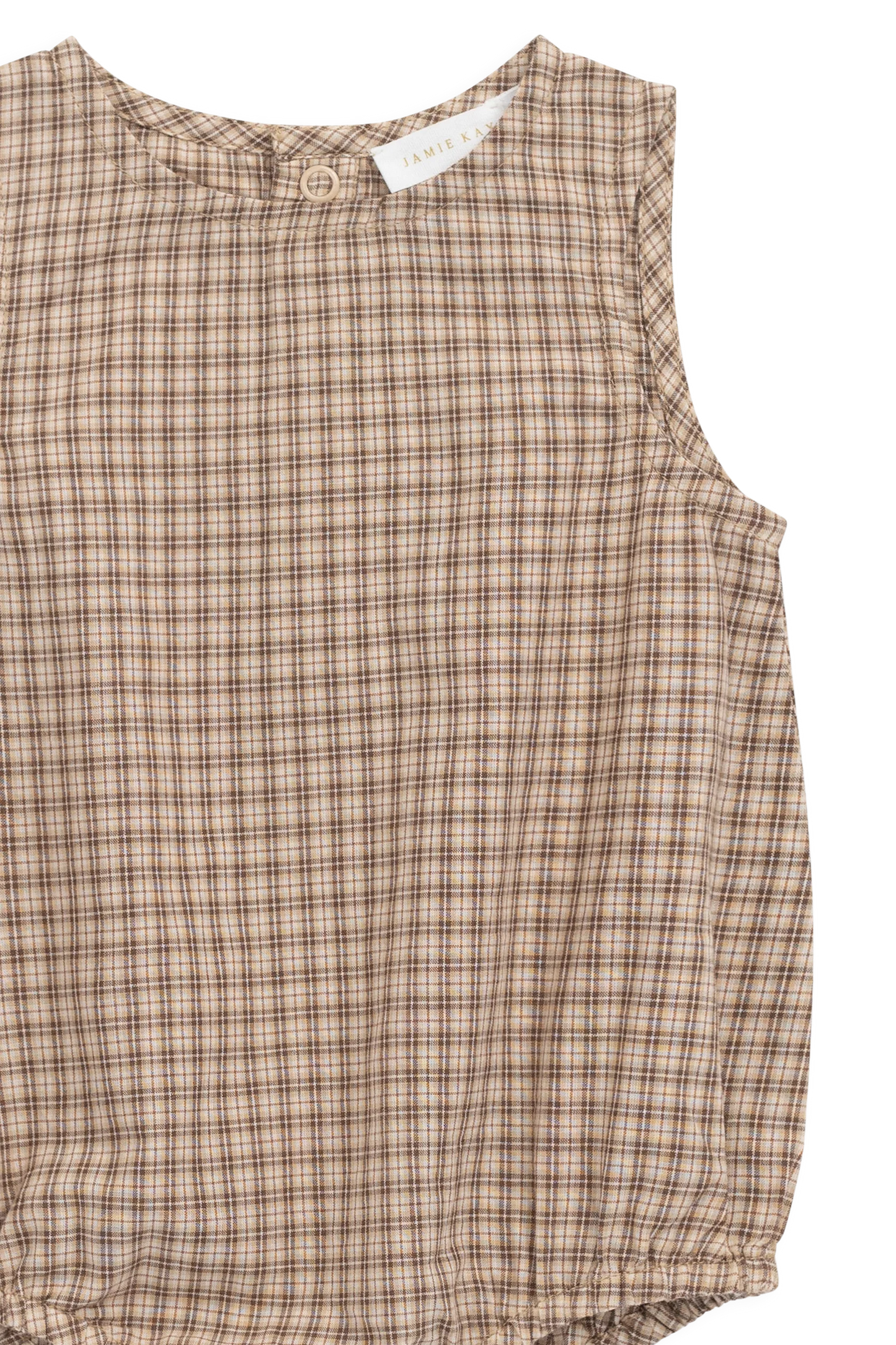 Organic Cotton Bentley Playsuit - Cabin Check Cocoa
