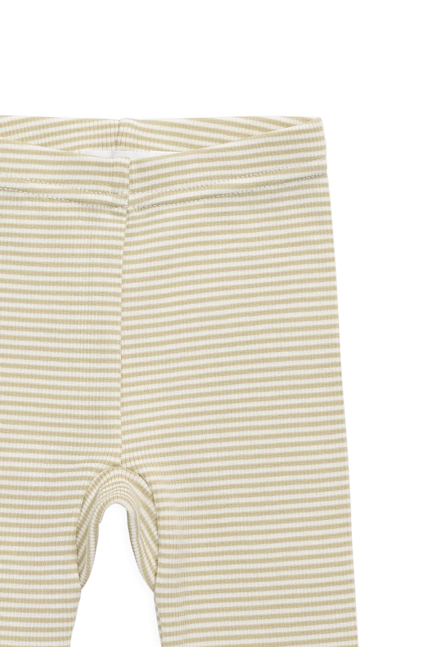 Organic Cotton Fine Rib Wiley Legging - Petite Stripe Hay/Cloud