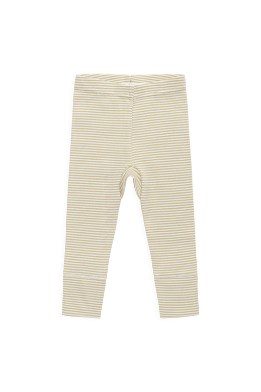 Organic Cotton Fine Rib Wiley Legging - Petite Stripe Hay/Cloud