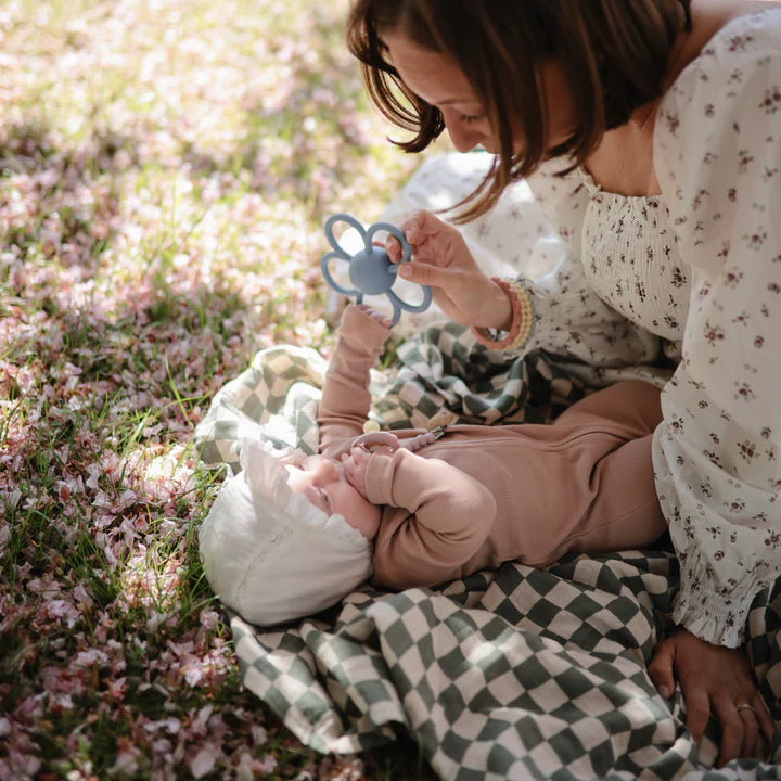 Daisy Rattle Teether - Faded Denim