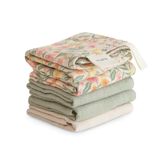 Muslin Cotton Washcloth (Pastel Blooms Combo)