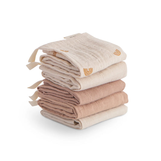Muslin Cotton Washcloth 5-Pack | Rainbow Combo