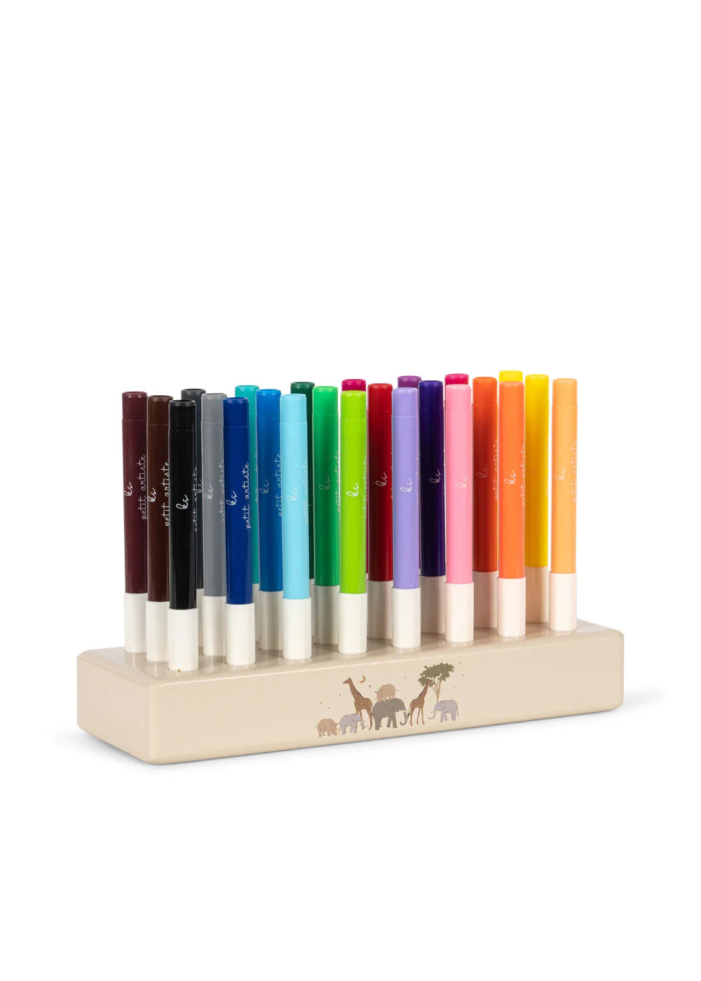 MARKERS IN WOODEN BLOCK 24 PCS FSC - SAFARI