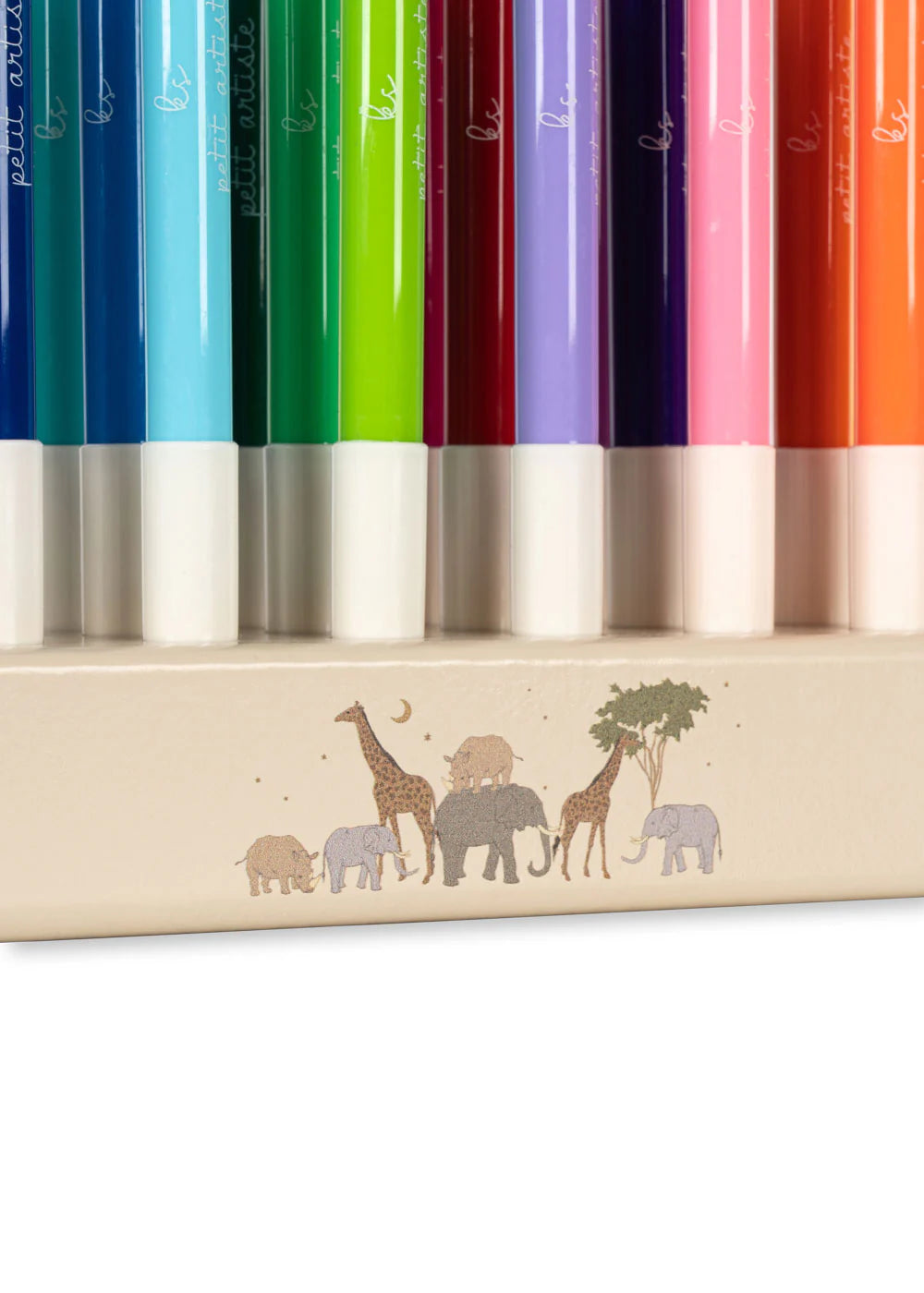 MARKERS IN WOODEN BLOCK 24 PCS FSC - SAFARI