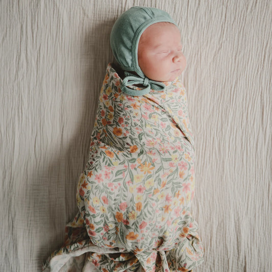 Organic Cotton Muslin Swaddle Blanket | Pastel Blooms