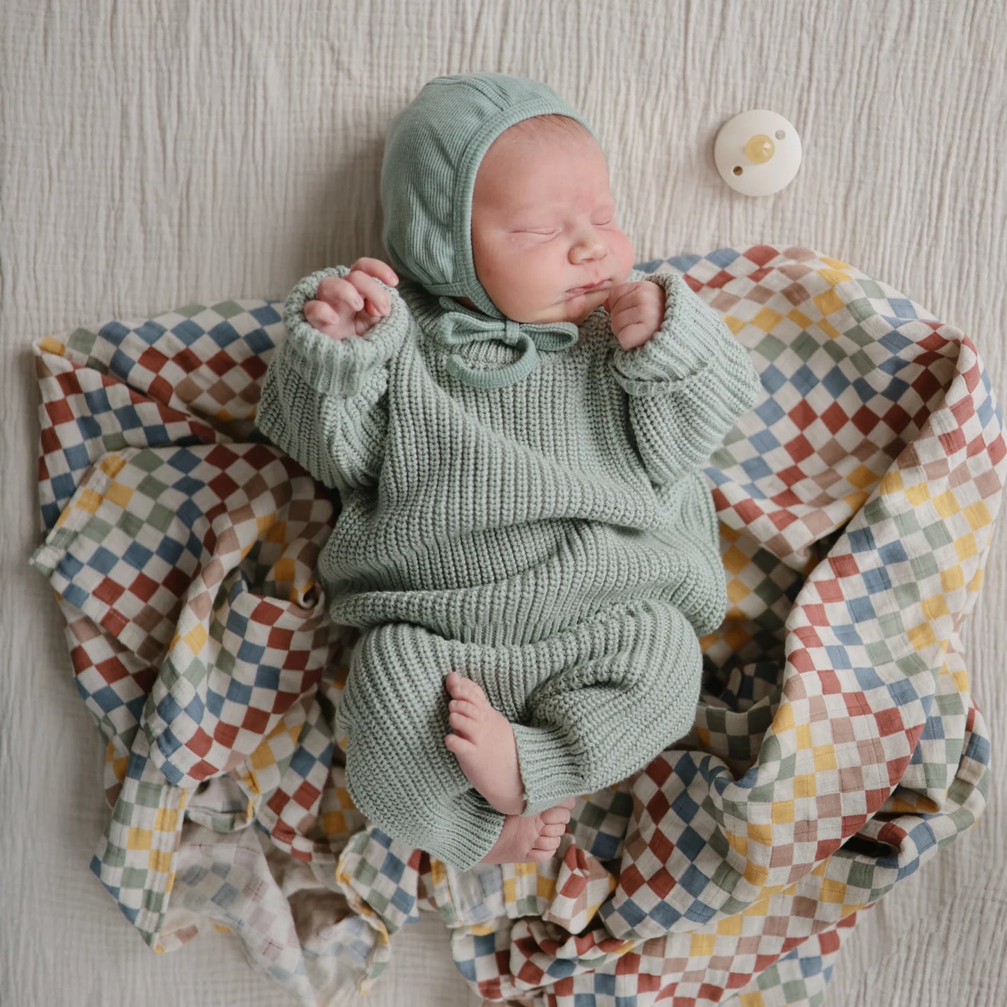 Organic Cotton Muslin Swaddle Blanket | Retro Check