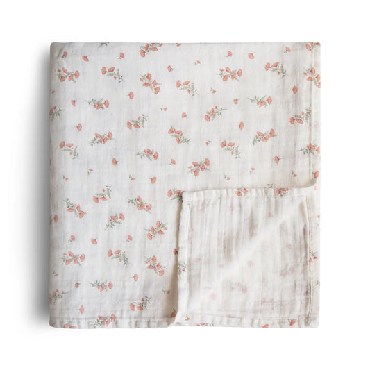 Organic Cotton Muslin Swaddle Blanket | Floral