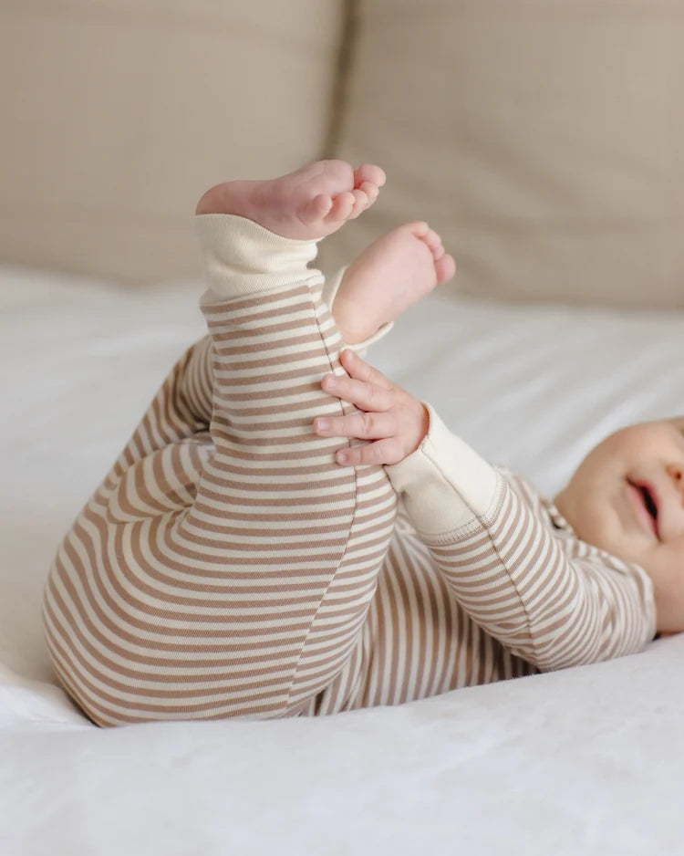 Zip Long Sleeve Sleeper Almond Stripe