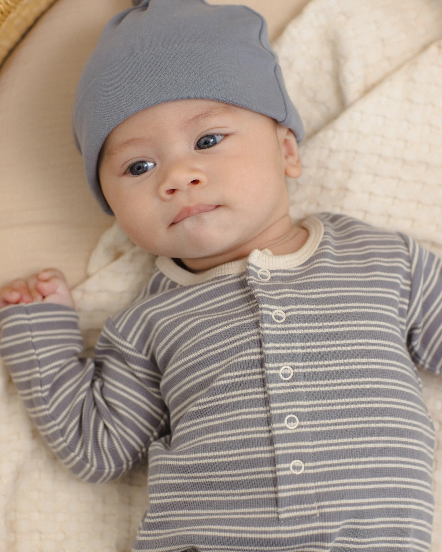 Ribbed Baby Jumpsuit Slate Microstripe