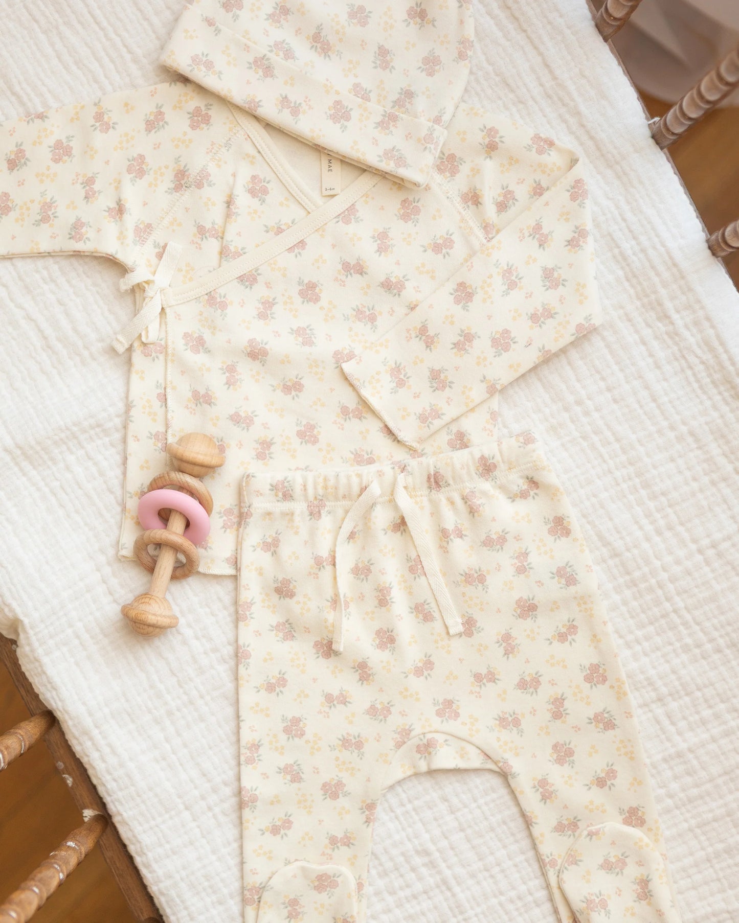 Wrap Top + Footed Pant Set (Flower Field)