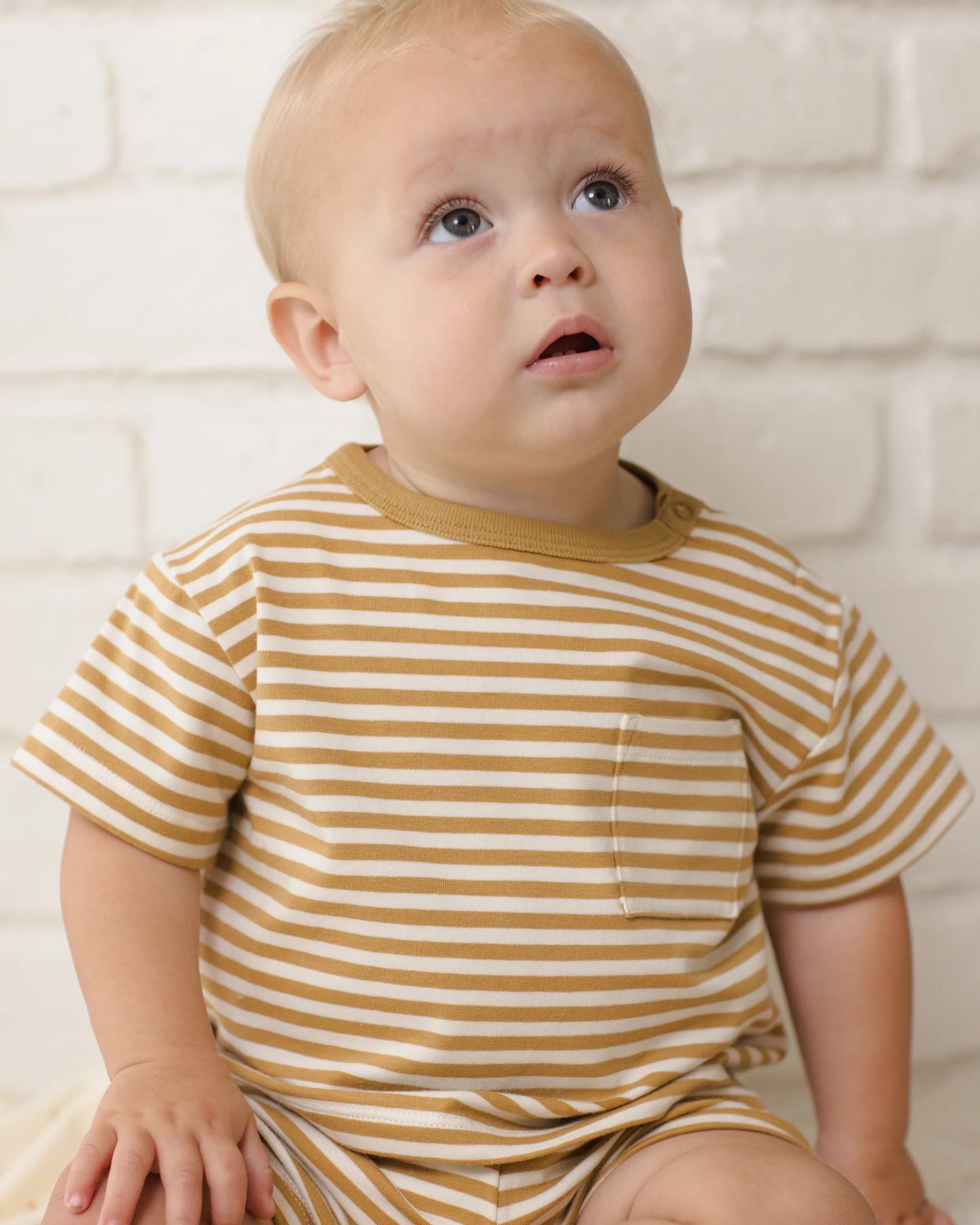 Boxy Pocket Tee + Short Set Honey Stripe