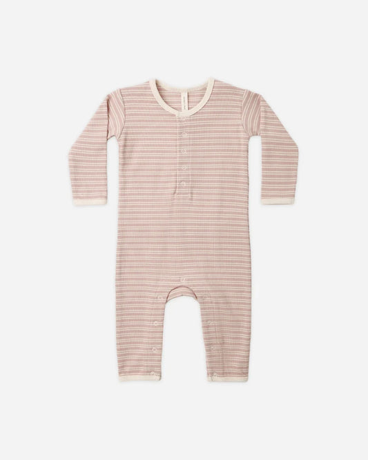 Ribbed Baby Jumpsuit Dusty Rose Microstripe