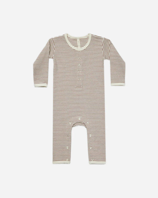 Ribbed Baby Jumpsuit | Plum Stripe