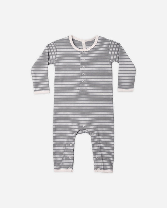 Ribbed Baby Jumpsuit Slate Microstripe