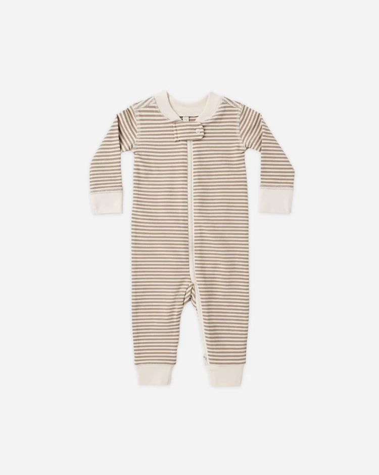 Zip Long Sleeve Sleeper Almond Stripe