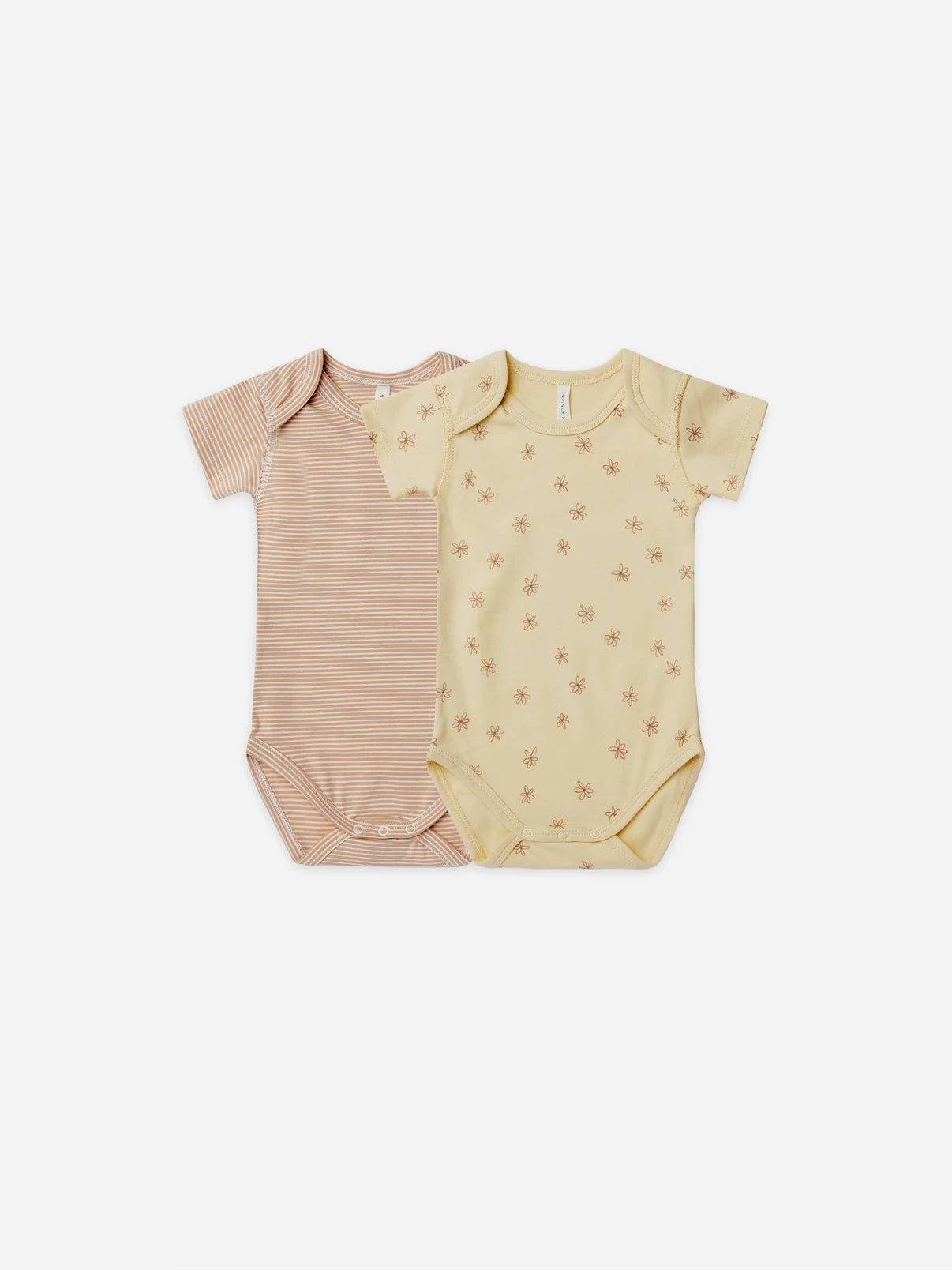 short sleeve bodysuit, 2 pack | blossom, apricot stripe