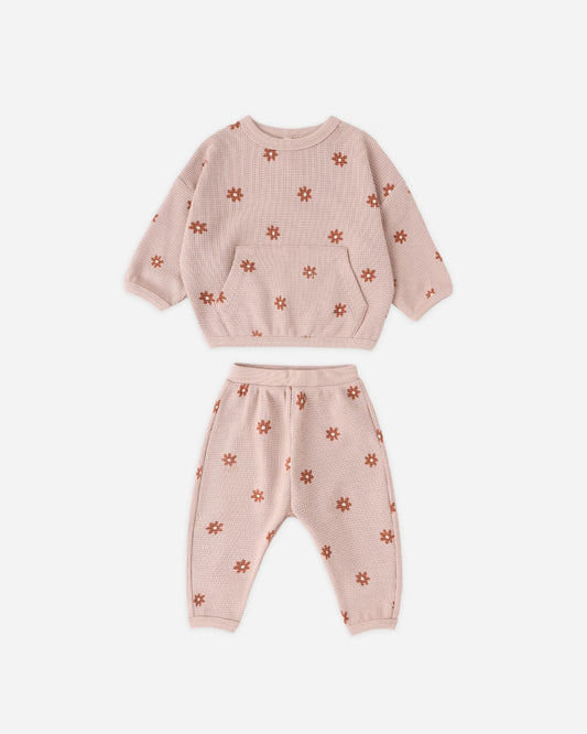 Waffle Sweater Set Pink Daisy