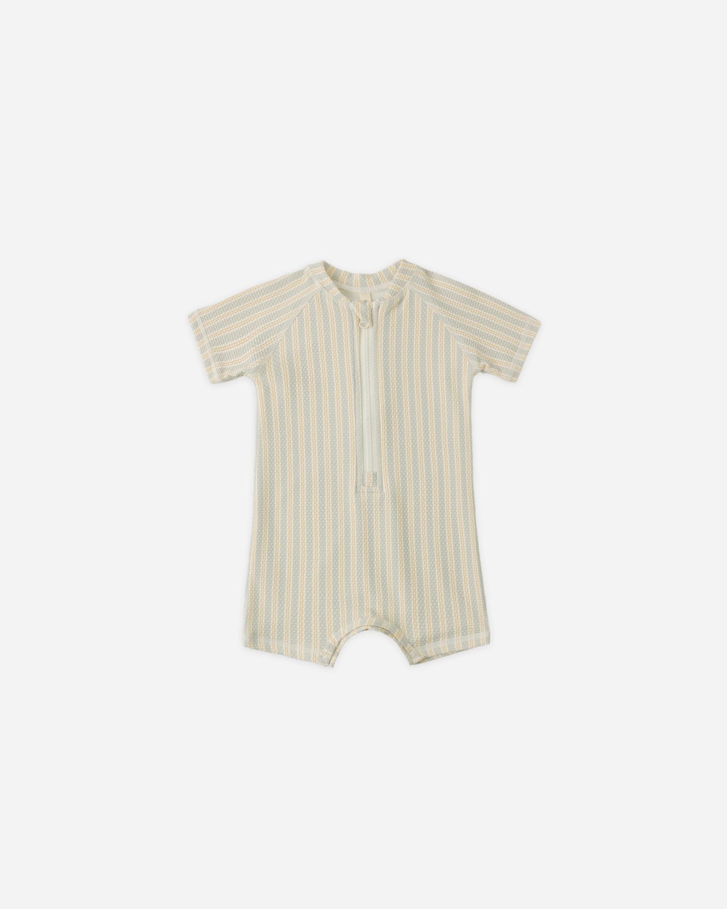 Zip Rashguard One Piece Blue + Butterscotch Stripe