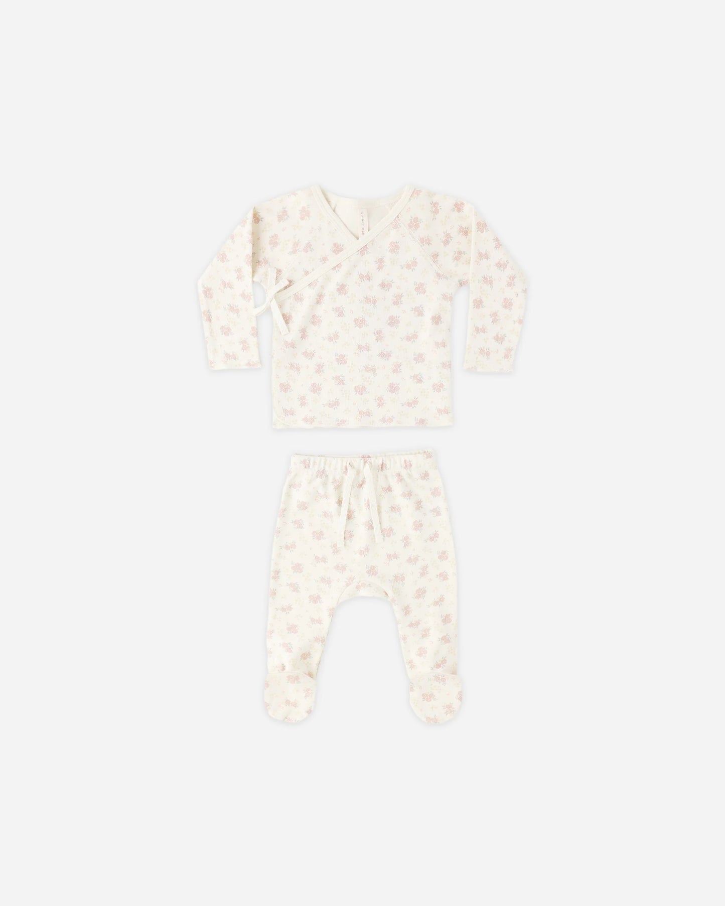 Wrap Top + Footed Pant Set (Flower Field)