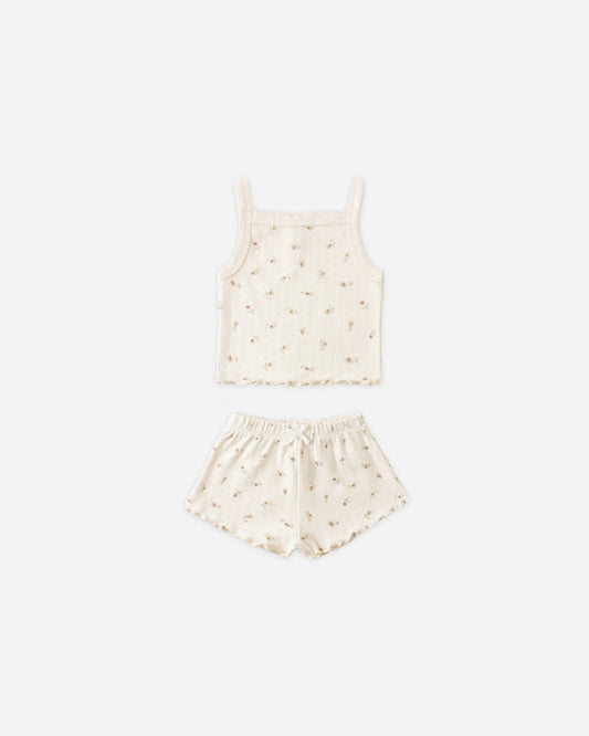 Pointelle Tank + Shortie Set (Petit Fleur)