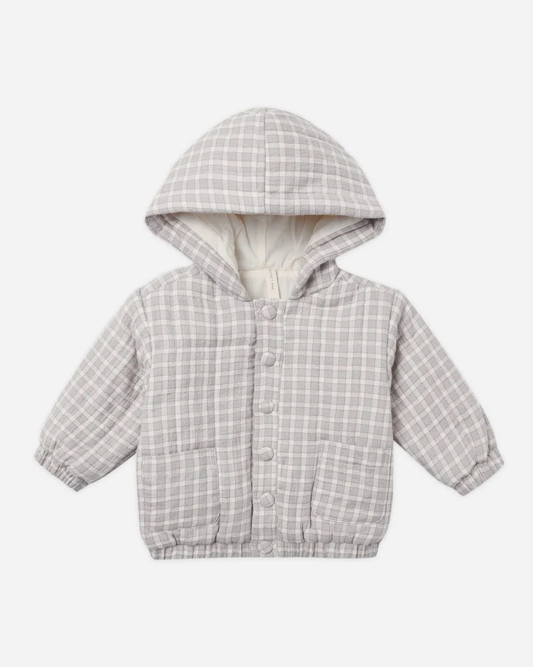 Hooded Woven Jacket Blue Gingham