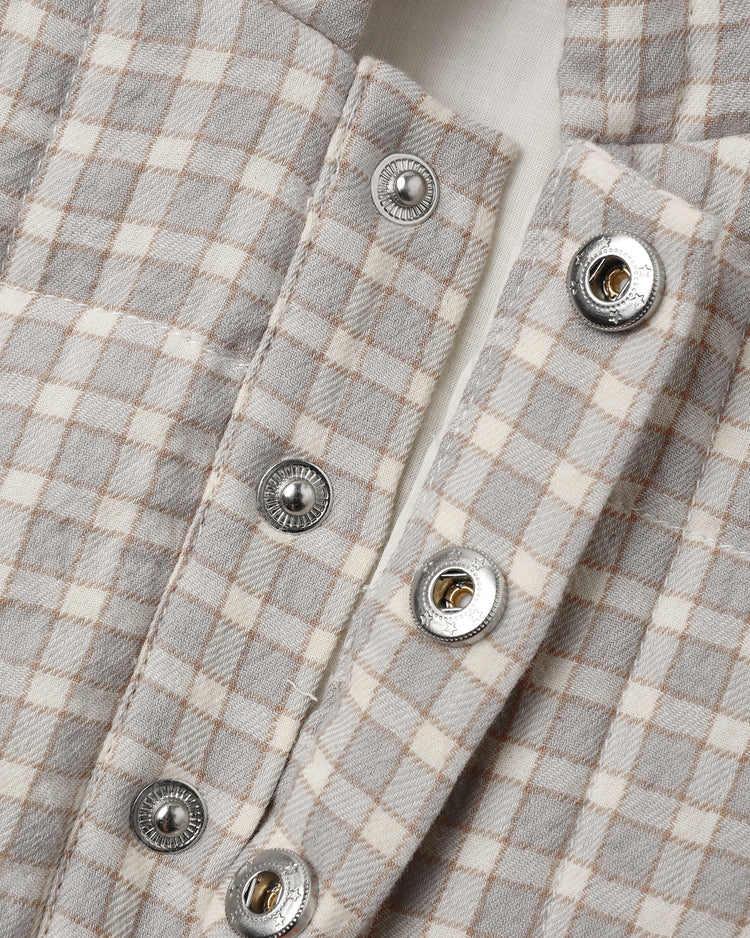 Hooded Woven Jacket Blue Gingham