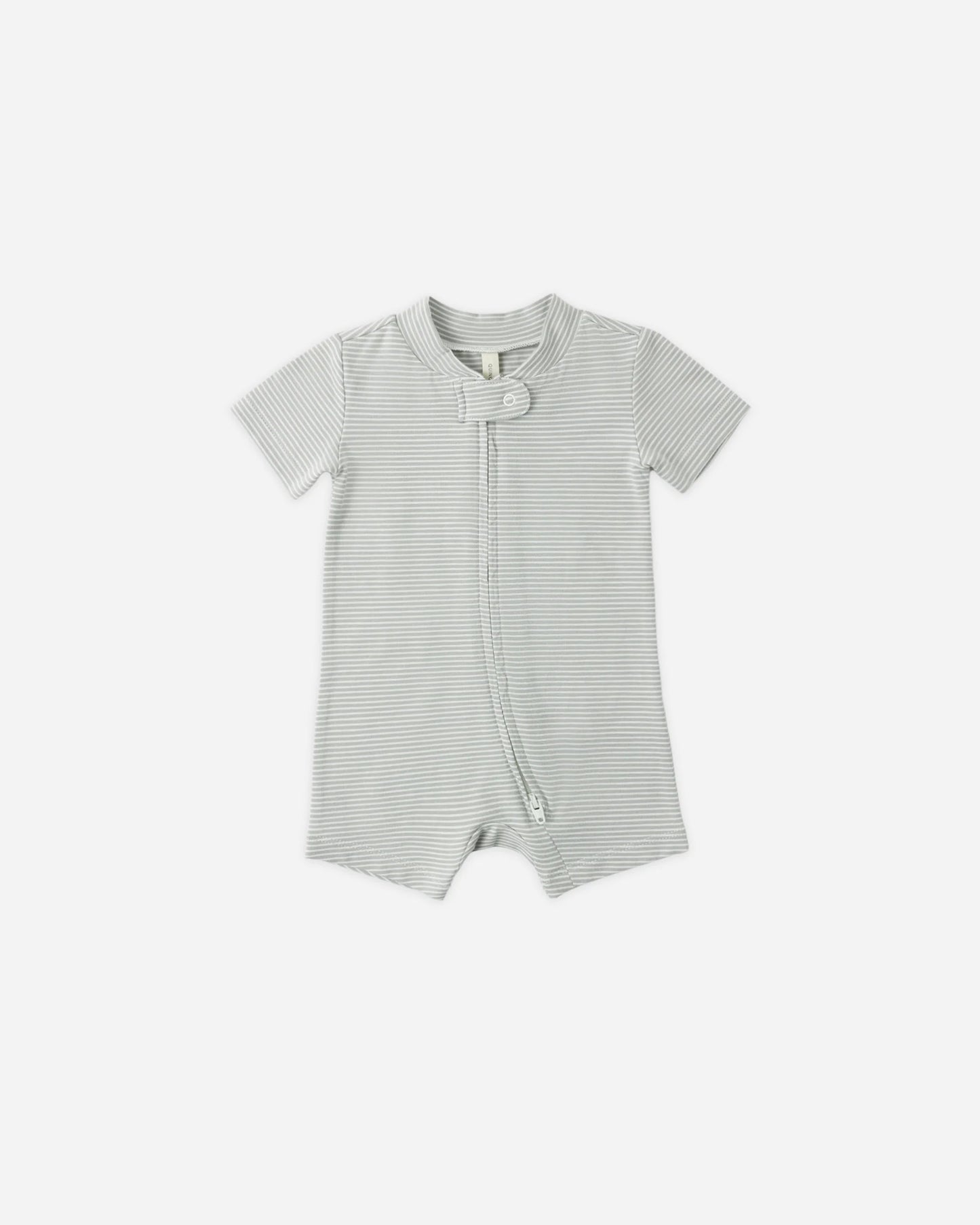 Zip Short Sleeve Sleeper (Sage Micro Stripe)
