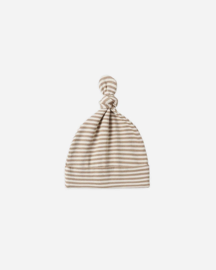 Knotted Baby Hat Almond Stripe