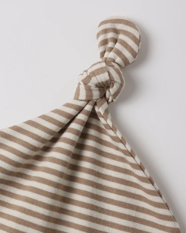 Knotted Baby Hat Almond Stripe