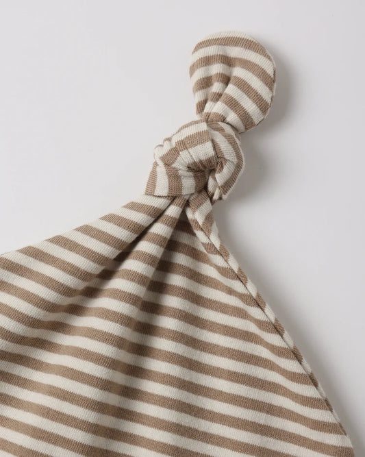 Knotted Baby Hat Almond Stripe