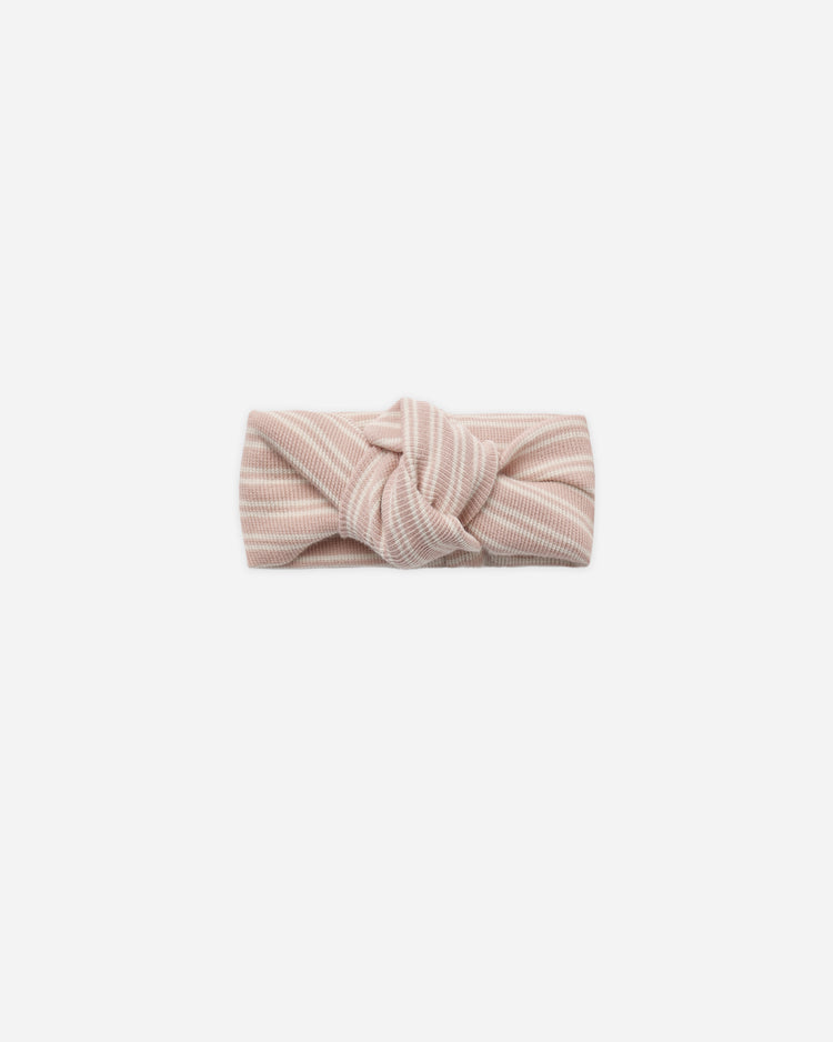 Ribbed Knotted Headband Dusty Rose Microstripe