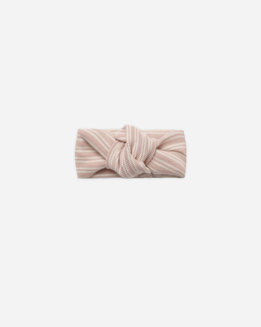 Ribbed Knotted Headband Dusty Rose Microstripe