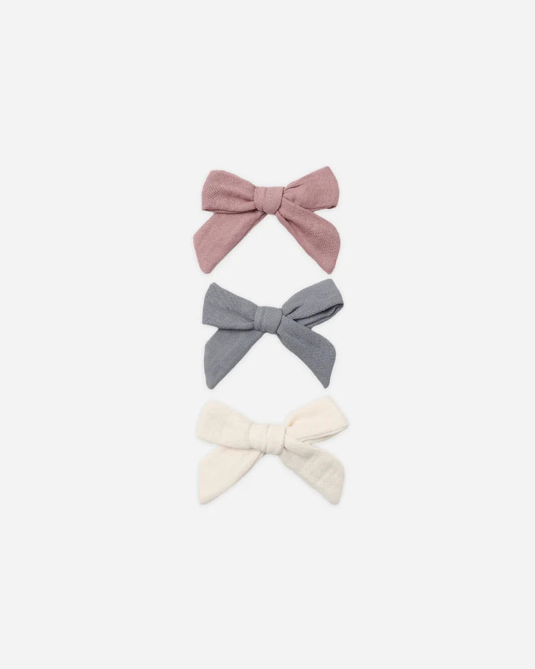 Bow W. Clip, Set Of 3 Mulberry, Slate, Natural