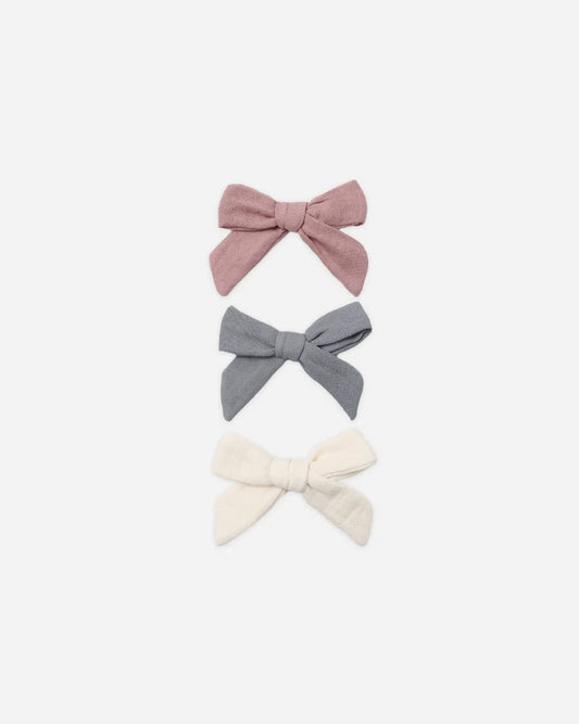Bow W. Clip, Set Of 3 Mulberry, Slate, Natural