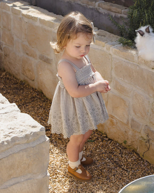 Mae Smocked Top + Bloomer Set Sage Gingham
