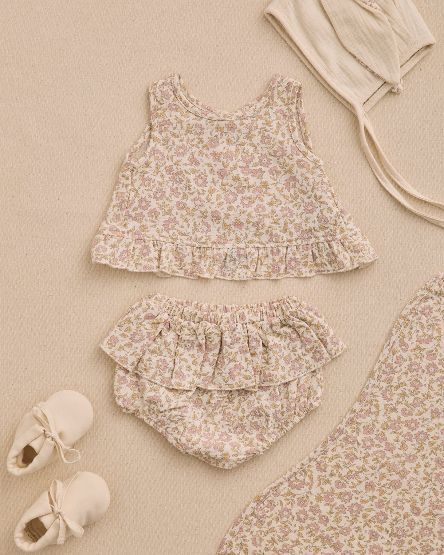 Ruffled Tulip Top + Bloomer Set Dahlia