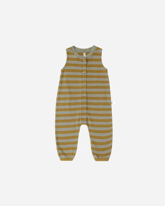 Summer Waffle Jumpsuit || Ochre Stripe