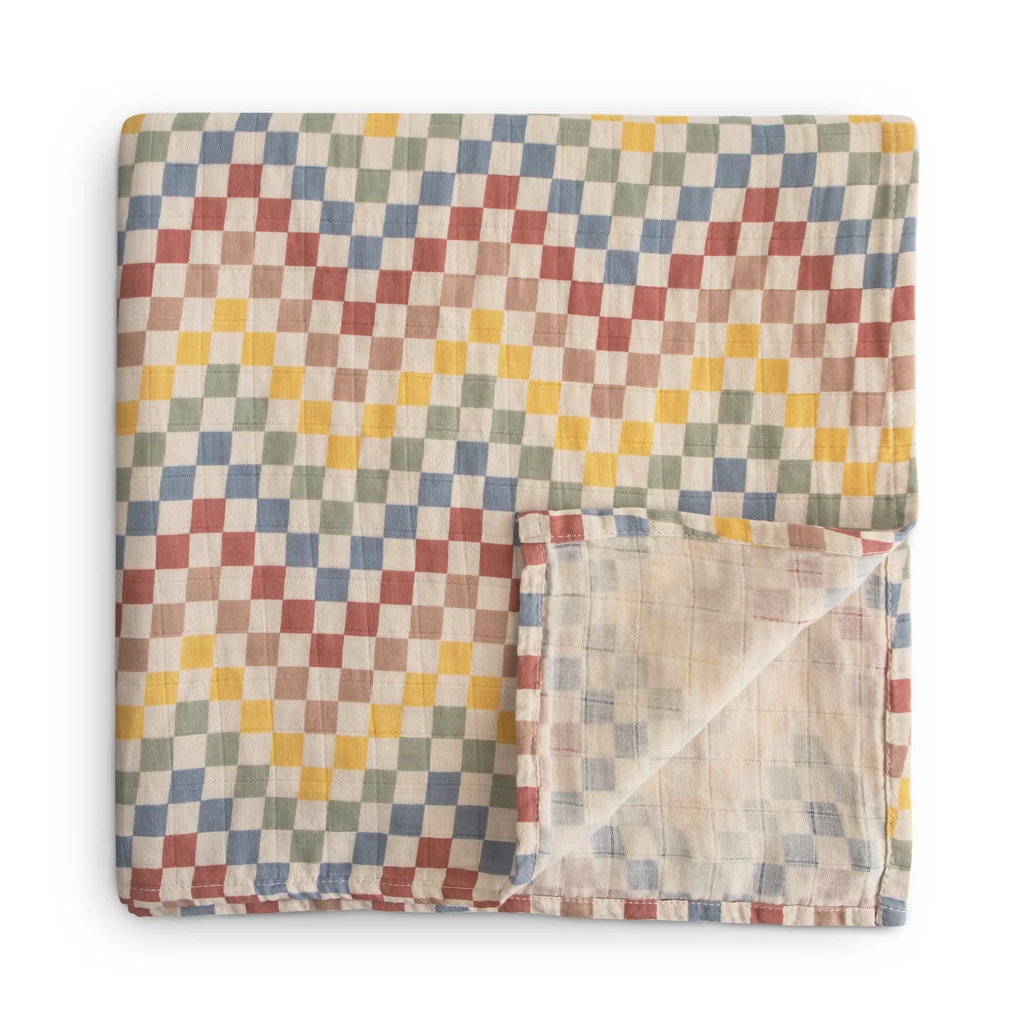 Organic Cotton Muslin Swaddle Blanket | Retro Check