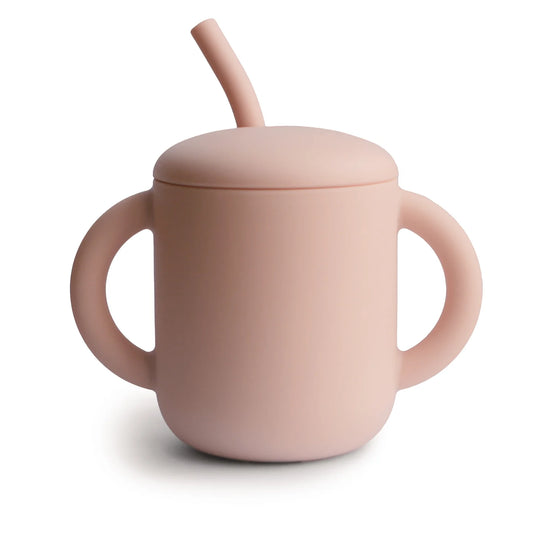 Silicone Training Cup + Straw | Blush