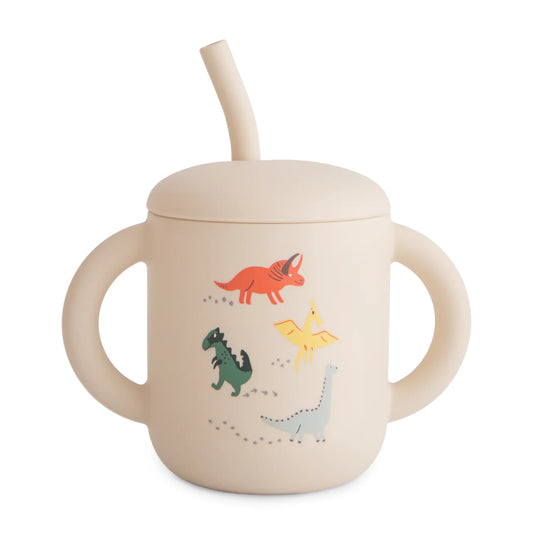 Silicone Training Cup + Straw (Dinos)