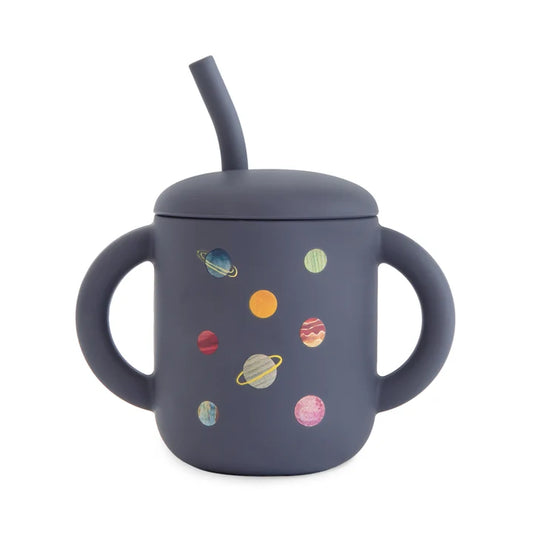 Silicone Training Cup + Straw - Planets