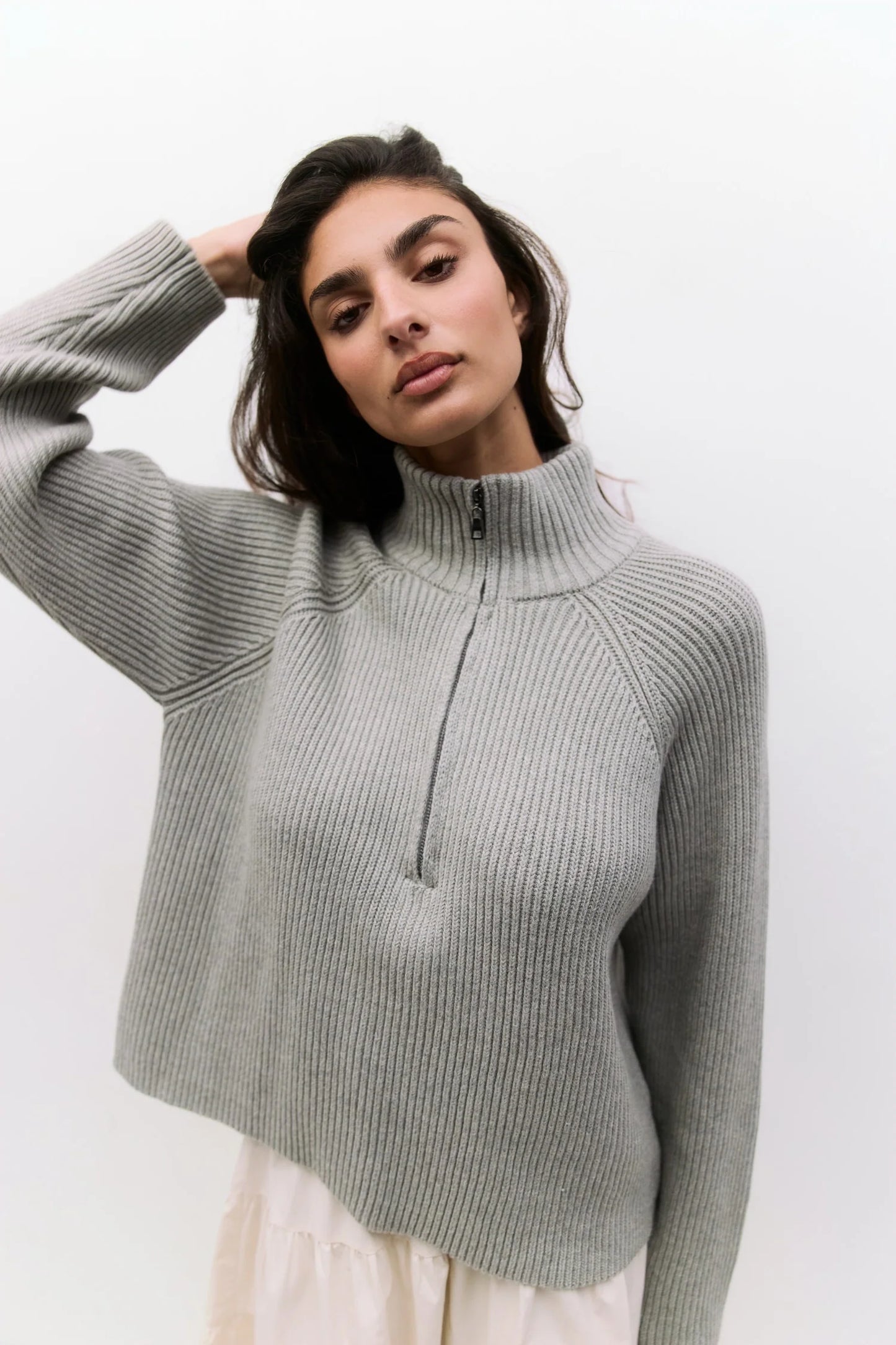 Heather Grey Jules Half-Zip Sweater