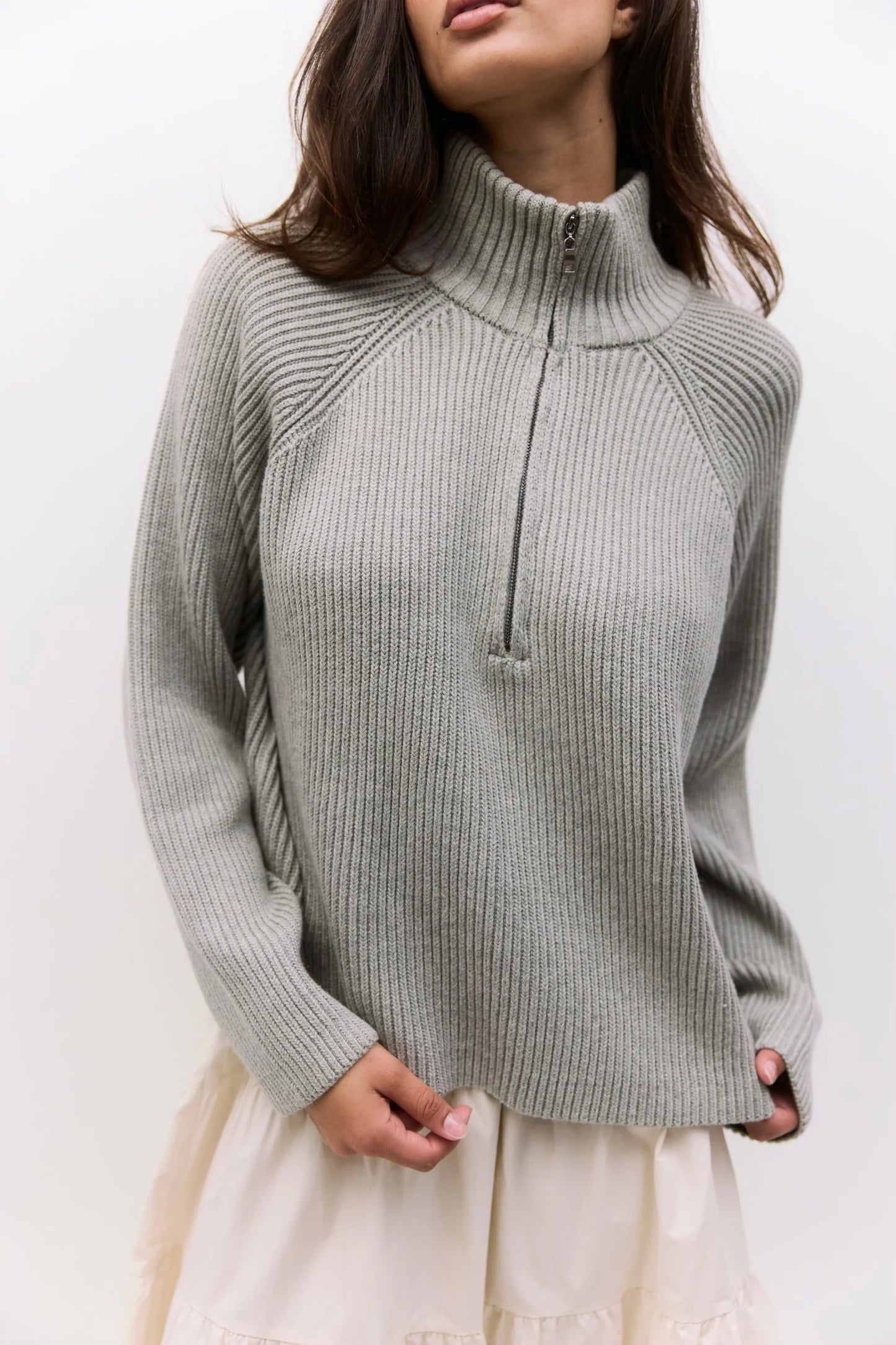 Heather Grey Jules Half-Zip Sweater