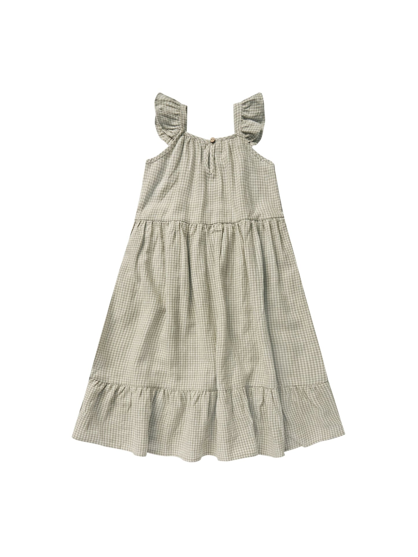 Abbie Tiered Dress Sage Gingham